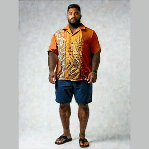 Pacific Legend Hawaiian Shirt Orange Sea Life Mens 2XL